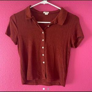 GARAGE button up burt orange top